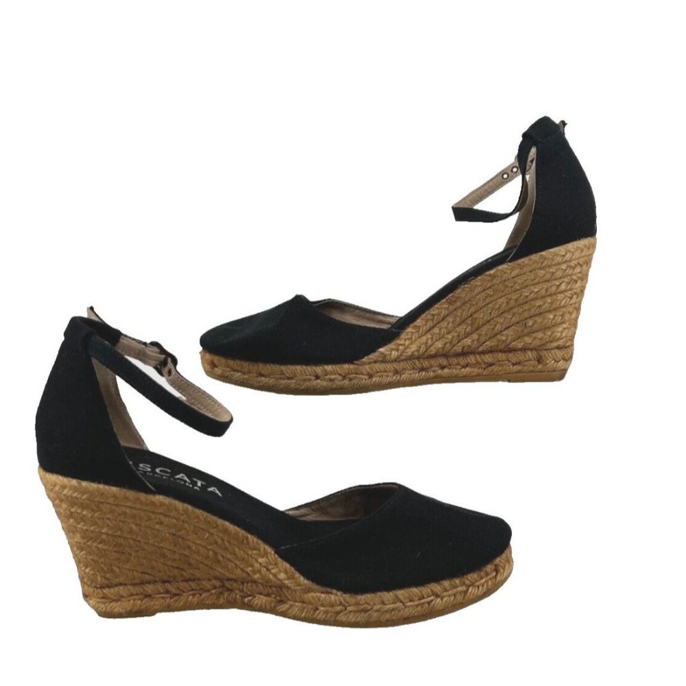 VISCATA  Estartit Canvas Espadrille Wedge  Ankle-Strap- Jute/Black- Size 41 - Picture 4 of 7